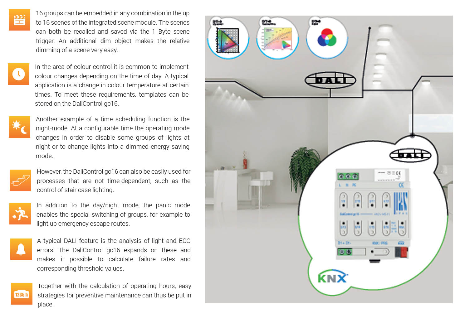 Main features of IPAS KNX - DALI gateway